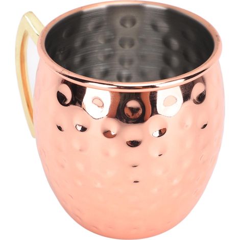 Moscow Mule Becher, Edelstahl, Hammerschlag-Optik, leicht zu reinigen, Espressobecher für Cocktails, Wasser und Kaltgetränke, 500 ml (1/5)