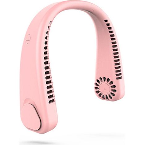 Tragbarer Nackenventilator, blattloser Ventilator, 360°-Kühlluftstrom, USB-wiederaufladbar, 3 Geschwindigkeitsstufen, Han-Pink