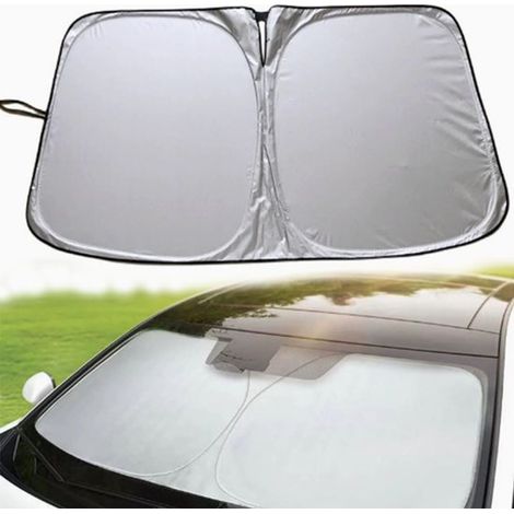 Pare-soleil de voiture - Pare-soleil de pare-brise - Accessoires auto - Protection solaire - Pare-soleil pliable et isolant thermique - Argent - 145 x 80 cm - Argent titane (1/5)