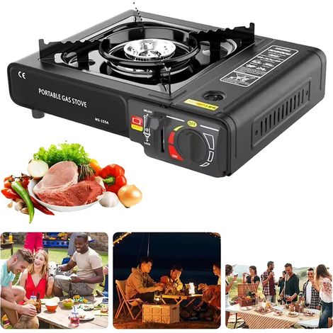Cocina de gas, 2400 vatios, un quemador, diseño compacto, para cocinar al aire libre, apagado automático. (1/5)