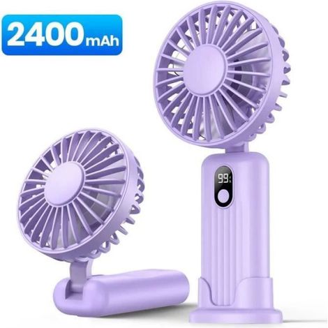 Ventilateur Portable - Batterie 2400 mAh - 3 Vitesses Réglables - Pliable - 190 g