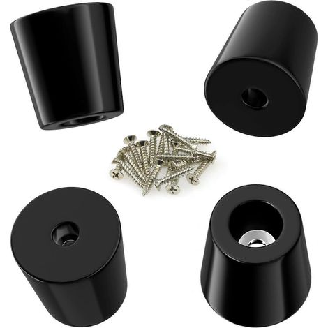 Verstellbare Schrankfüße, 40 Stück runde Gummifüße mit Schrauben, Tischbeingleiter, Gummikappen für Stuhlbeine (40, 20 x 14 x 17 mm) (Farbe: Schwarz)