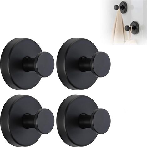 Lot de 4 crochets à ventouse - Crochets à ventouse pour douche - Crochets porte-serviettes - Crochets à ventouse puissants - Installation sans perçage - Convient pour salle de bain, cuisine, fenêtre - (1/5)