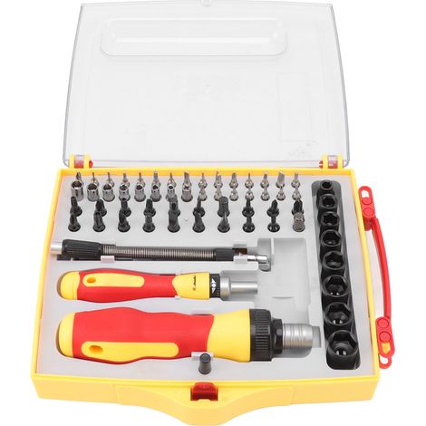 Kit de tournevis à cliquet 62 en 1, embout magnétique et poignée caoutchouc, outil précis pour réparation électronique de téléphones, ordinateurs portables et PC (1/5)