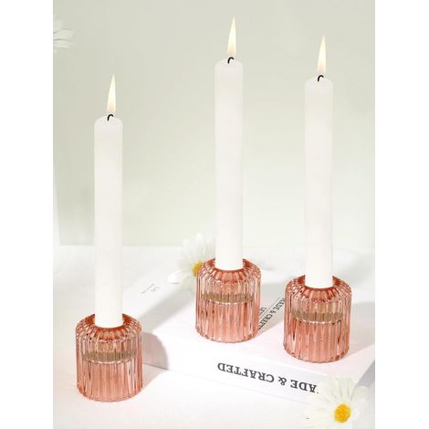 Glas Kerzenhalter für Stabkerzen & Teelichter, 3er Set Rötlich-braun (1/5)