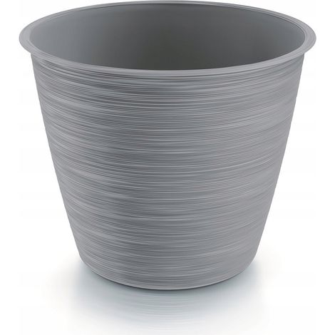 Runder Kunststoffblumentopf, hellgrau, 17 cm, Furu