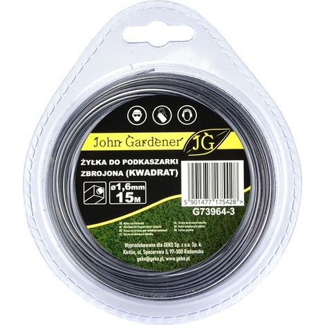 Filo per decespugliatore rinforzato (quadrato) 1,6 mm x 15 m (10/120) (1/2)