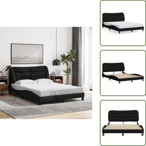 Cuscino testiera - vidaXL Giroletto senza Materasso Hvar Nero 120x200 cm Tessuto - Letto Hvar