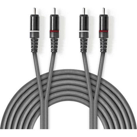 Cable de sonido estereo 2x rca hane 2x rca hane niquel plateado 500 metros redondo morkgra funda de carton