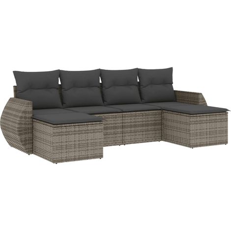 Maison Exclusive - 6-tlg. Garten-Sofagarnitur mit Kissen Grau Pol