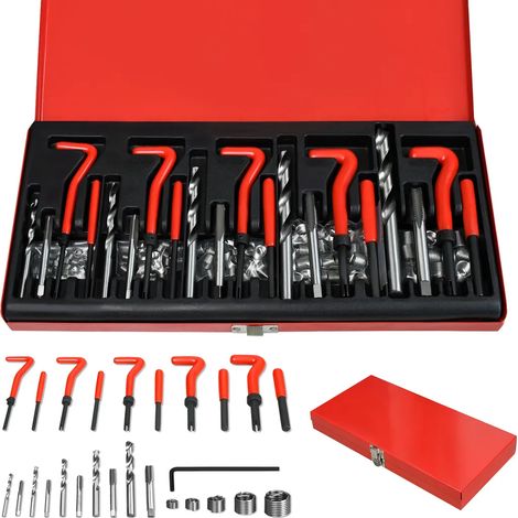 Kit de réparation de filetages UISEBRT 131 pièces pour voitures, douilles de perçage, inserts filetés Helicoil pour moteurs M5 M6 M8 M10 M12 (1/5)