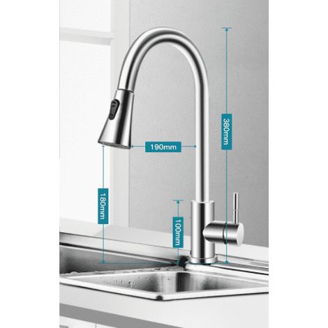 Robinet de lavabo à trois voies en acier inoxydable avec tuyaux d'eau chaude et froide (1/3)