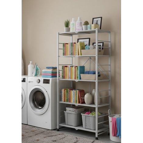Scaffali Minori, 5 Ripiani, Peso Supportato 40 kg, 71x38x156h cm Grigio (1/5)
