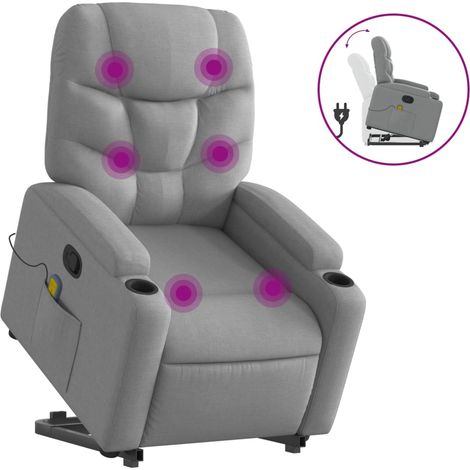 Maison Exclusive - Massagesessel mit Aufstehhilfe Hellgrau Stoff