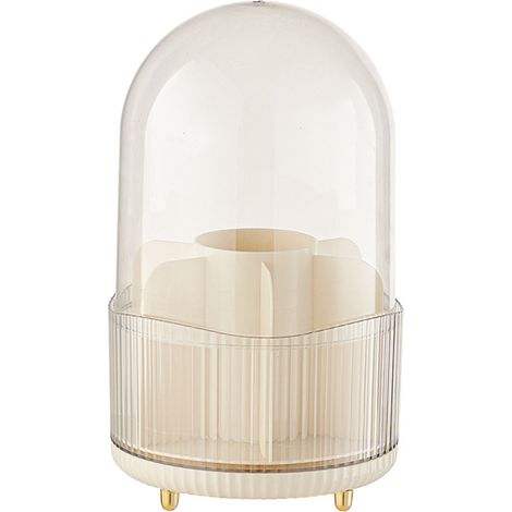 Boîte de Stockage pour Pinceaux de Maquillage Rotative et Transparente Blanc Lacté – Porte Pinceaux Cosmétiques Anti-Poussière avec Couvercle Clair (1/5)