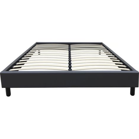Habitat Et Jardin – Sommier Andy 160 x 200 cm – Structure en contreplaqué – Lattes PVC – Couleur gris anthracite – Soutien ferme et aération optimale