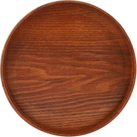Plateau rond en bois planche à thé en bois naturel pour servir des plats à boire de l'eau dans un hôtel (diamètre : 21 cm/8.27 inches)