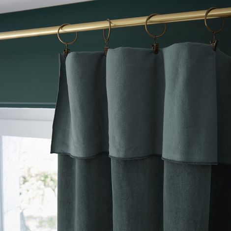 HARRIS - Rideau Ajustable 140x270cm Velours de Coton Ardoise + 8 Anneaux Pince (1/5)