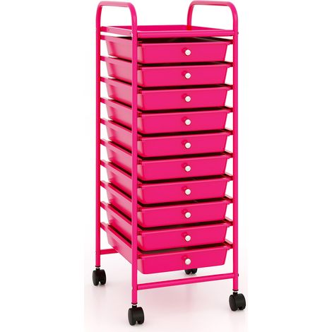 Facile à déplacer, chariot de rangement 10 tiroirs à roulettes, organisateur mobile pour maison et bureau (1/5)