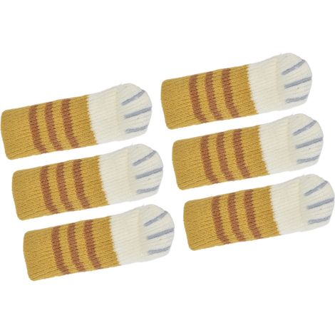 Packung mit 20 dicken Stuhlbeinsocken, doppelt gestrickt, Möbelschutz, rutschfest, gelb gestreift. (1/5)