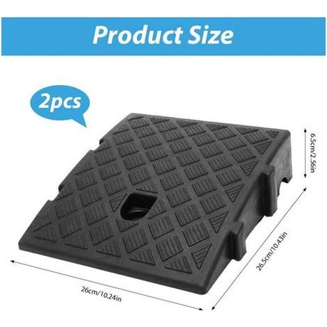 Lot de 2 Rampes de trottoir, Hauteur 7 cm, Plastique robuste, Antidérapant, Pour voiture et fauteuil roulant (1/5)