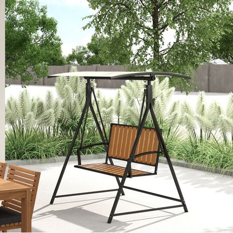 Sillón columpio exterior 2 plazas con toldo negro OKMYHOME (1/5)