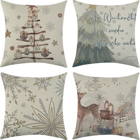 Federe Cuscini Natalizi Albero Natale 4 pezzi 40x40 cm (1/4)