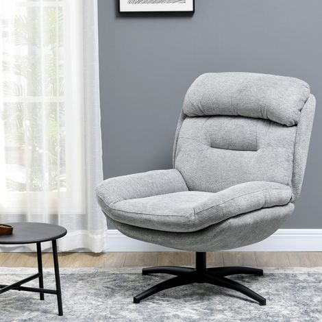 Fauteuil pivotant, rotation à 360°, tissu chenille, accoudoirs intégrés, pieds en acier, gris, noir (1/5)
