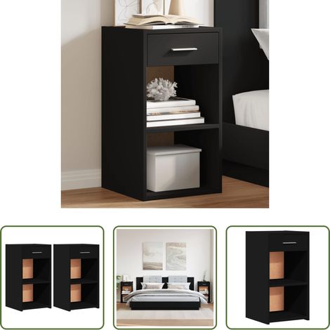 vidaXL Nachttisch Schwarz - Nachttische 2 Stk. Schwarz 35x34x65 cm Holzwerkstoff (1/5)