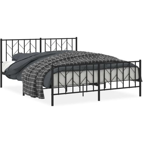 Maison Exclusive - Cadre de lit métal sans matelas avec pied de lit noir 160x200cm (1/5)