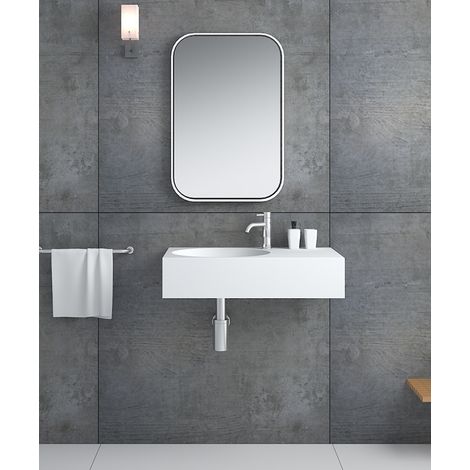 Lavabo rectangular suspendido Blanco mate - Lomami