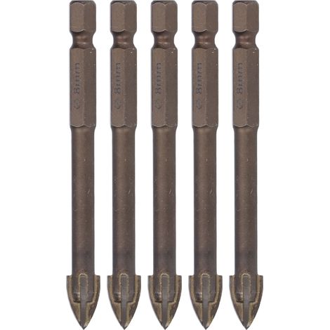 Foret croisé à tige hexagonale de 1/4 pouces, 5 pièces, ouvre-trou pour carrelage, verre, céramique, béton, outil en alliage dur 8mm