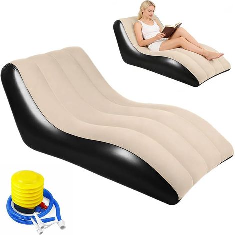 Canapé gonflable, chaise longue, matelas pneumatique gonflable avec pompe, canapé gonflable, fauteuil, salon, canapé de camping, convient à une utilisation intérieure et extérieure (1/5)