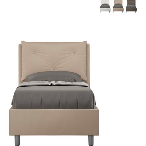 Letto singolo con rete imbottito 80x190 similpelle cappuccino Appia (1/5)