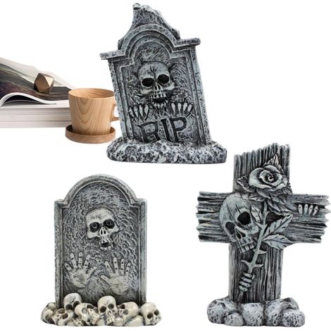 Décorations de pierres tombales pour Halloween Petite Décoration Maison Figurines Miniatures Pierres Tombales Halloween Pour Maison Intérieur Extérieur Manteaux De Cheminée (1/5)