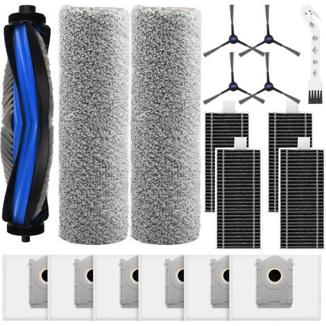 18 Stück Zubehör Set für Ecovacs Deebot X8 Pro Omni / X8 Omni Saugroboter, Ersatzteile mit 1 Hauptbürste, 2 Wischwalze, 6 Staubbeutel, 4 Filter, 4 Seitenbürsten, 1 Reinigungsbürste (1/5)