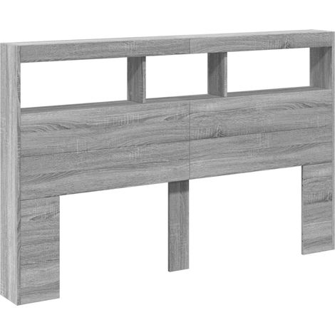 vidaXL Armoire tête de lit avec LED sonoma gris 160x17x102 cm