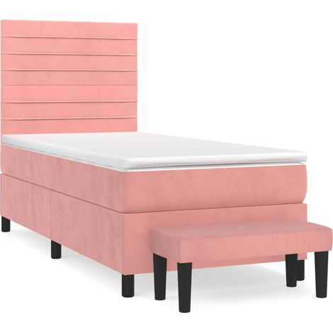 Maison Exclusive - Sommier à lattes de lit avec matelas Rose 90x190 cm Velours