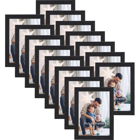 15-teiliges HORLIMER Bilderrahmen Set 13x18 cm Schwarz Holzmaserung (1/5)