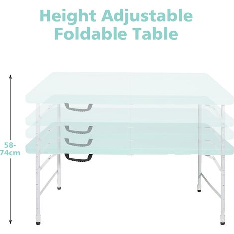 Tragbarer Klapptisch 125 cm, höhenverstellbar, blau, Metallgestell (1/4)
