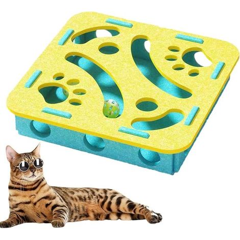Katzenspielzeug mit Intelligenzpuzzle Interaktiver Futternapf Geistige Anregung Integrierte Glocke 30 x 30 x 7,5 cm (1/5)
