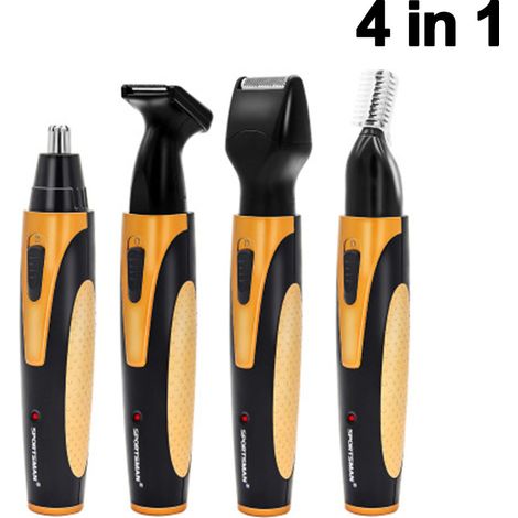 Tondeuse à poils de nez 4 en 1, tondeuse à barbe électronique rechargeable, tondeuse latérale, tondeuse à sourcils, tondeuse à poils de nez pour hommes et femmes avec lame rotative en acier inoxydable (1/5)