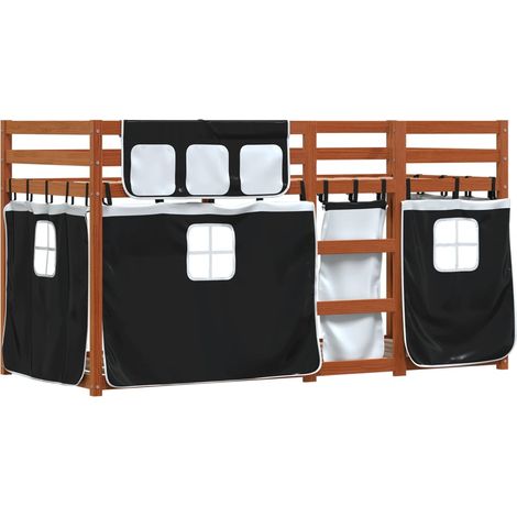 Bunk Bed without Mattress White&Black 80x200 cm Solid Wood Pine vidaXL (1/4)