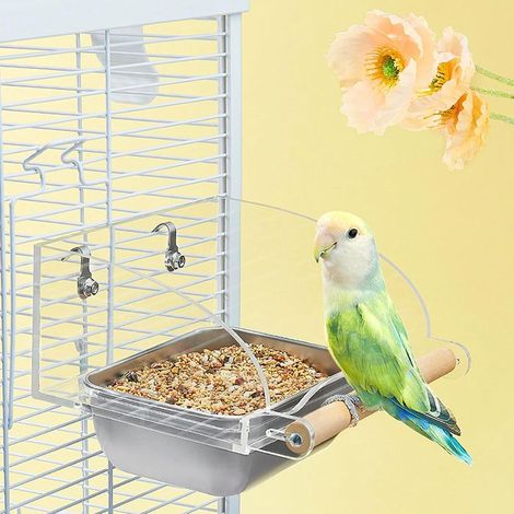 Clear Acrylic Single Bowl Bird Basin  Lightweight Transparent Cage Feeding Accessory