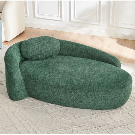 Divano teddy verde dal design arrotondato, compatto e morbido per soggiorno o camera,170x96x62 cm (1/5)
