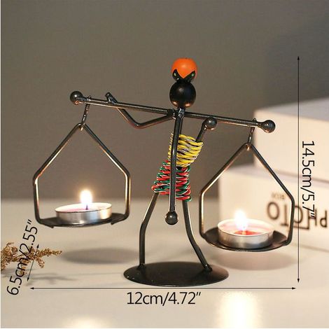 Lot de 2 Rétro en Fer Noir Bougeoirs pour Tables,bougeoir Vintage en Forme de Petite Fille avec Corde de Chanvre pour la Maison,la Saint-Valentin,Le Mariage,la décoration de Nol -K (1/5)