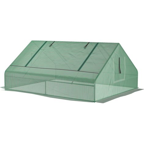 Outsunny Serra per Orto in Acciaio e PE con Porte Avvolgibili 180x140x80cm (1/5)