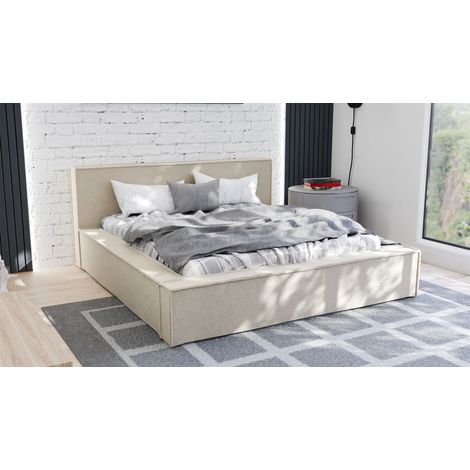 Polsterbett Doppelbett ALDANA 120x200cm Komplettset in Stoff Freya Beige