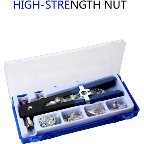 106PCS Pince à riveter,Pince à rivets aveugles, riveteuse manuelle,Kit professionnelle de pinces à riveter robuste,avec boîte à outils,Outil de rivetage professionnel pour l'automobile (1/5)