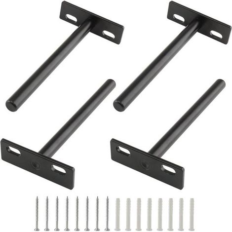 pièces - Porte-étagères - Supports d'étagère - Support d'étagère - Support mural - Support d'étagère - Supports muraux dissimulés - Acier - 5 pouces - noir - pour étagères flottantes en bois (1/5)